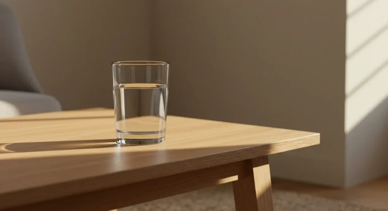 a clear glass of water on a table